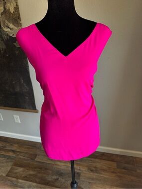 Nine West Hot Pink V-Neck Sleeveless Tank Top